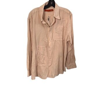 B52 Women’s Collared 1/2 Button Up Pullover Blouse Linen Tan Sz XXL NWT